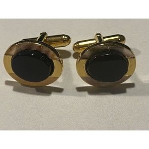 Vintage faux black onyx and gold cufflinks